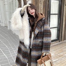 新款··主推加棉毛呢外套连帽大衣p210305，女装毛呢外套，2C262