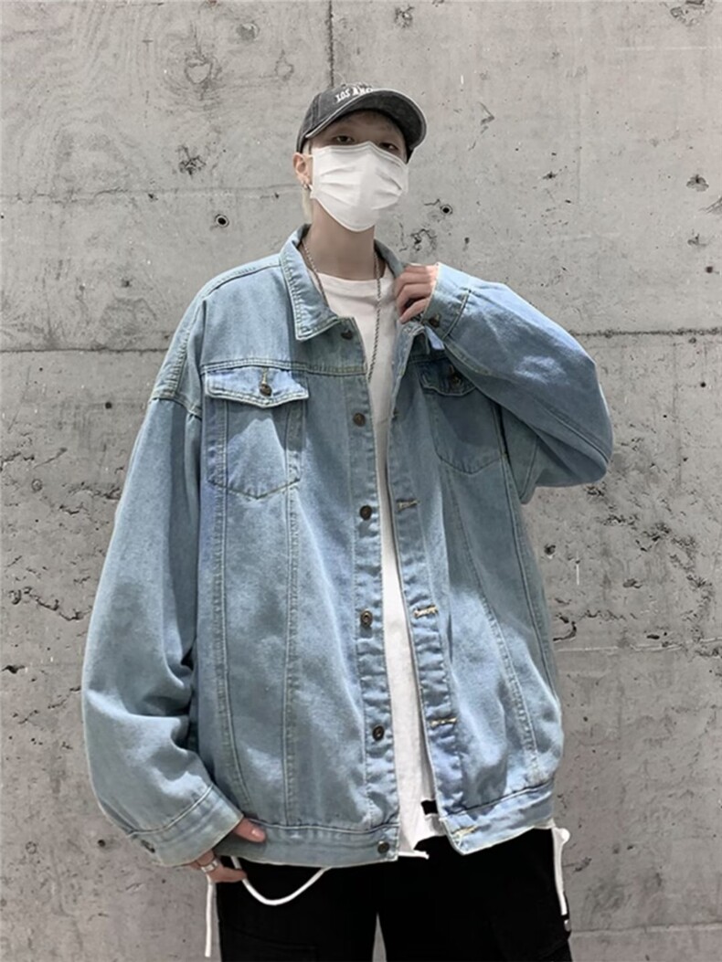 欧美高街潮流潮牌工装牛仔外套男春秋大码高级感痞帅夹克JK8082,男装夹克,星座1116A-1（原606A）