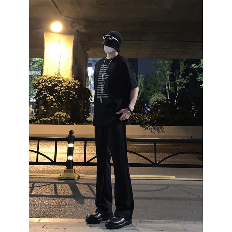 B221 美式ins高街纯色情侣款休闲微喇冰丝西裤 LK23083-P55 控78图片