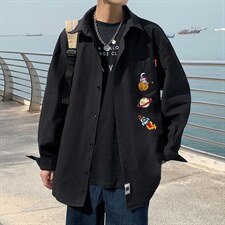 春季长袖衬衫男宽松港风衬衣男外套男CSCS277-P35，男装衬衫，电商B371