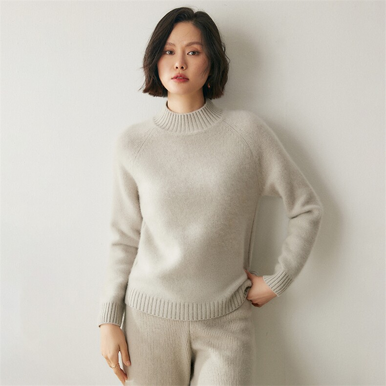 轻奢高端山羊绒衫女半高领王菲同款加厚宽松针织衫秋冬毛衣,女装羊绒衫,绒创羊绒