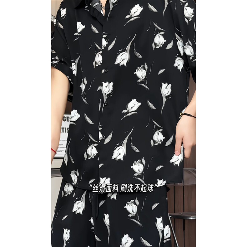 短袖衬衫男+短裤男潮流休闲套装男M-5XL大码TZ78712P50控98模特图,男装牛仔裤,星座226-1