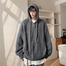 连帽针织衫外套男生秋冬季潮牌2024新款宽松扭花毛衣外套2033P70，男装针织衫/毛衣，星座410-2