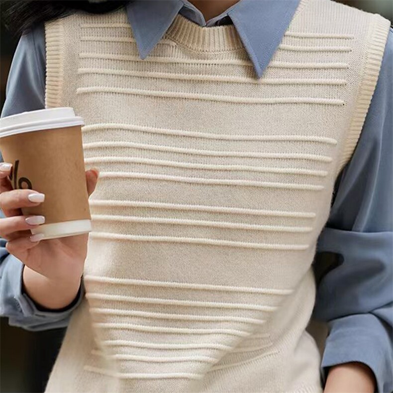 2025百搭简约横杠马甲，女装针织衫/毛衣，唯若美羊绒