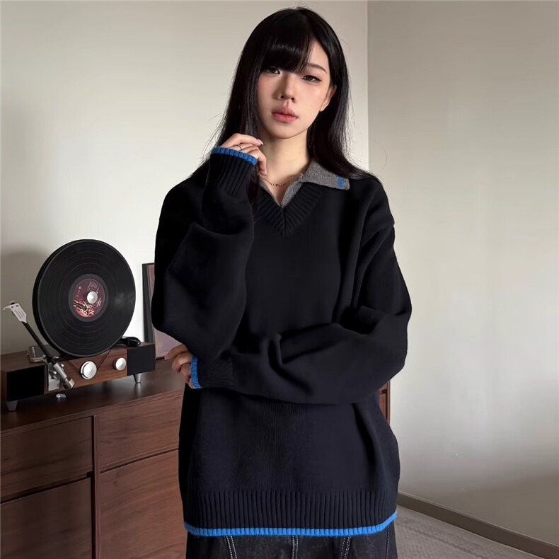 日系简约潮流百搭气质流行ins新款原宿长袖毛衣时尚文艺慵懒,男装针织衫/毛衣,星座506A