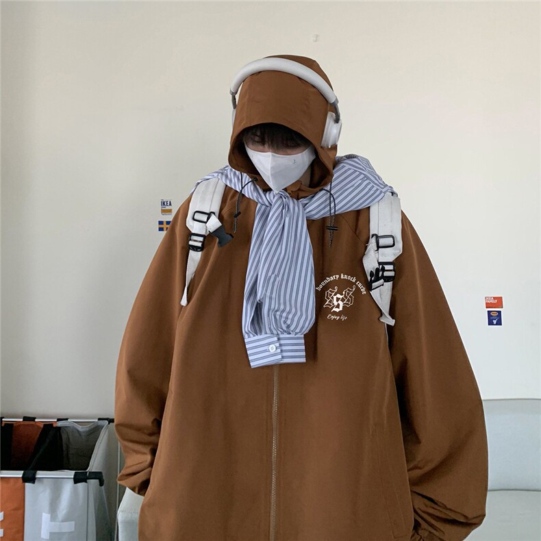 港风秋款宽松高品质连帽防水夹克F55P65控88,男装夹克,电商A247