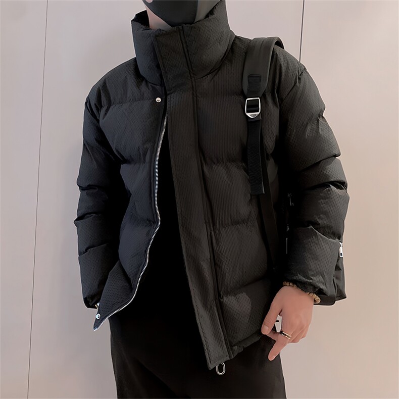 B13/P128控168冬季小众时髦肌理感加厚立领重磅棉衣外套男灰首1,男装棉衣,星座305B