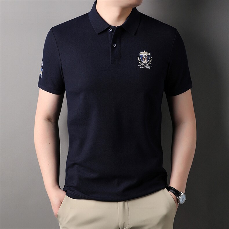 夏季纯棉短袖T恤男士中年翻领休闲百搭纯色Polo衫夏装全棉半袖,男装Polo衫,电商B212（原钱塘6029）