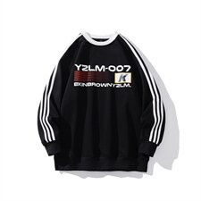 港风圆领字母印花图案设计袖子三杠织带潮流卫衣男WY77762P48控68，男装卫衣，星座227-7