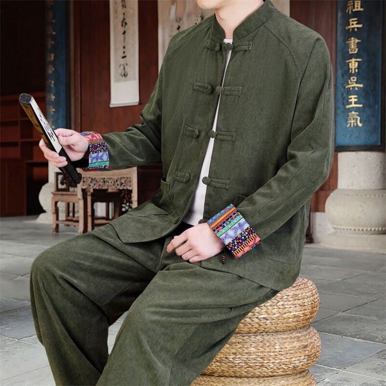 男士外套灯芯绒夹克套装盘扣立领风XZ1512-2502套装-P130,男装夹克,星座1512