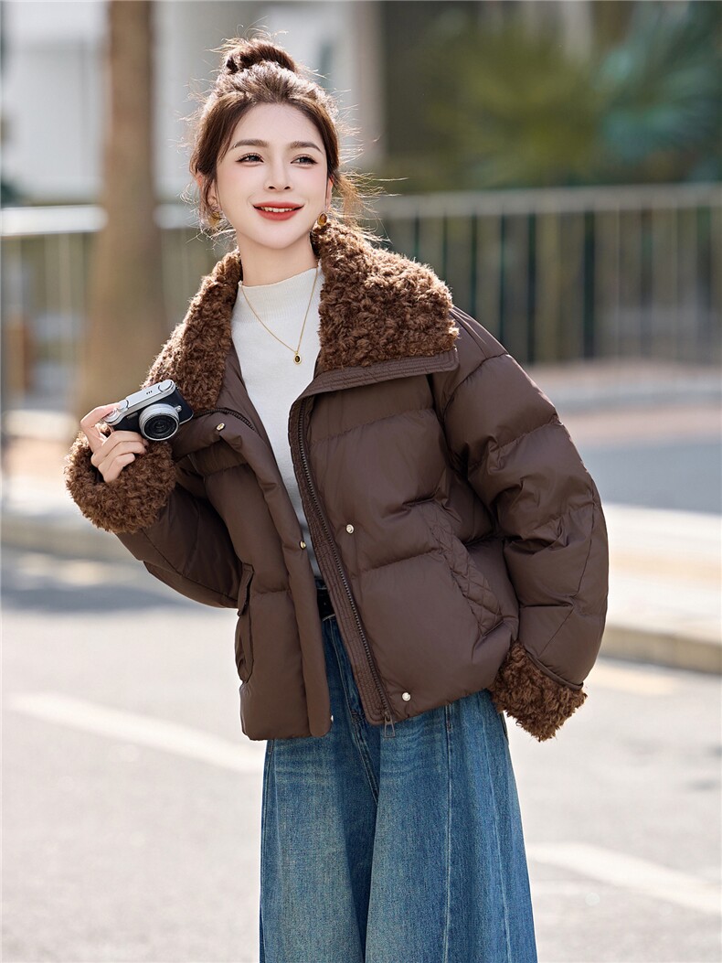 羽绒服女2026冬季新款时尚小个子短款气质今年流行曝款大翻领外套,女装羽绒服,意芙
