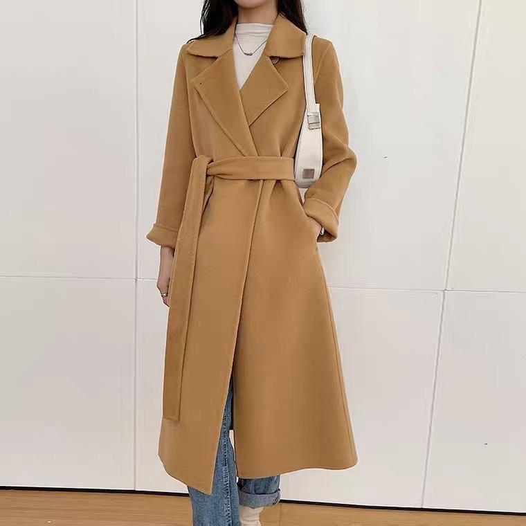 2022新款气质女人味系腰带西装领羊毛双面呢大衣,女装西装,L·H·X