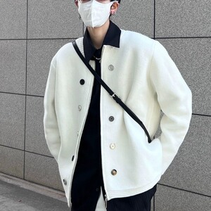 2025春季男士休闲翻领夹克宽松韩版潮流短款廓形外套上衣高级感图片