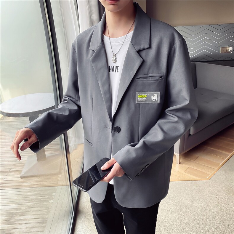W203休闲西服男翻领外套男士秋季帅气小西装贴标P95卡其色,男装西服,星座404A