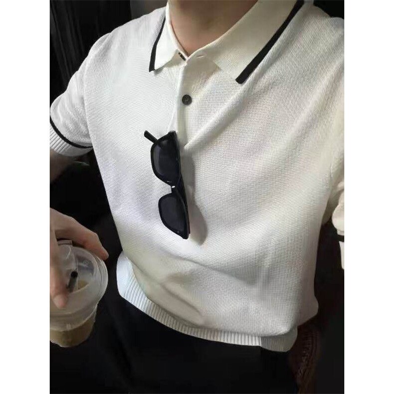 网T-2026新品针织毛衣短袖T恤凉感POLO衫T恤条纹打底衫WK52-P40,男装T恤,星座610B-1