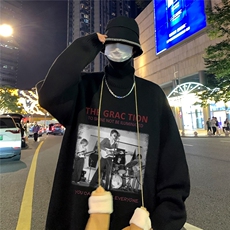 特批港风夜景个性人物印花宽松高领毛衣M971P45加绒P60控88，男装针织衫/毛衣，电商A247