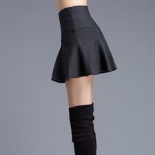 贴布拼接拉链褶皱短裙蓬蓬裙通勤纯色半身裙2020年冬季韩版百搭时尚，女装半身裙，众宇琦