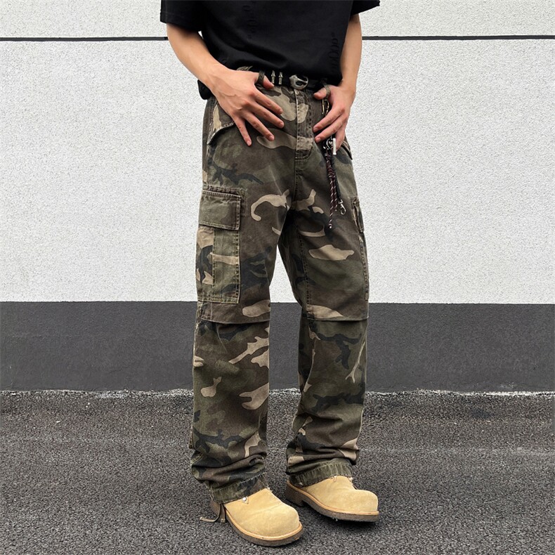 重磅秋冬复古水洗迷彩直筒裤工装休闲裤A436-6252H-P85125,男装工装外套,电商A436