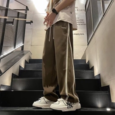 条纹男士刺绣字母直筒裤子港风休闲百搭运动卫裤K0628-P38，男装休闲裤，星座308B-1