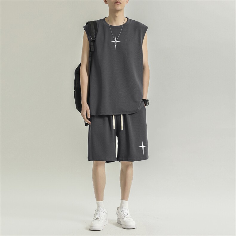 t恤夏季冰丝速干篮球运动服短袖短裤休闲背心套装TZ86-特批68,男装休闲套装,星座718