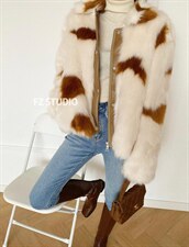 【现货】拼皮毛毛外套，其它，F/TU