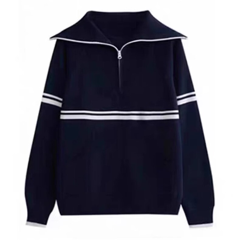 女士秋冬新款百搭简约时尚海军领针织套头衫，女装羊毛衫，悦玛羊绒