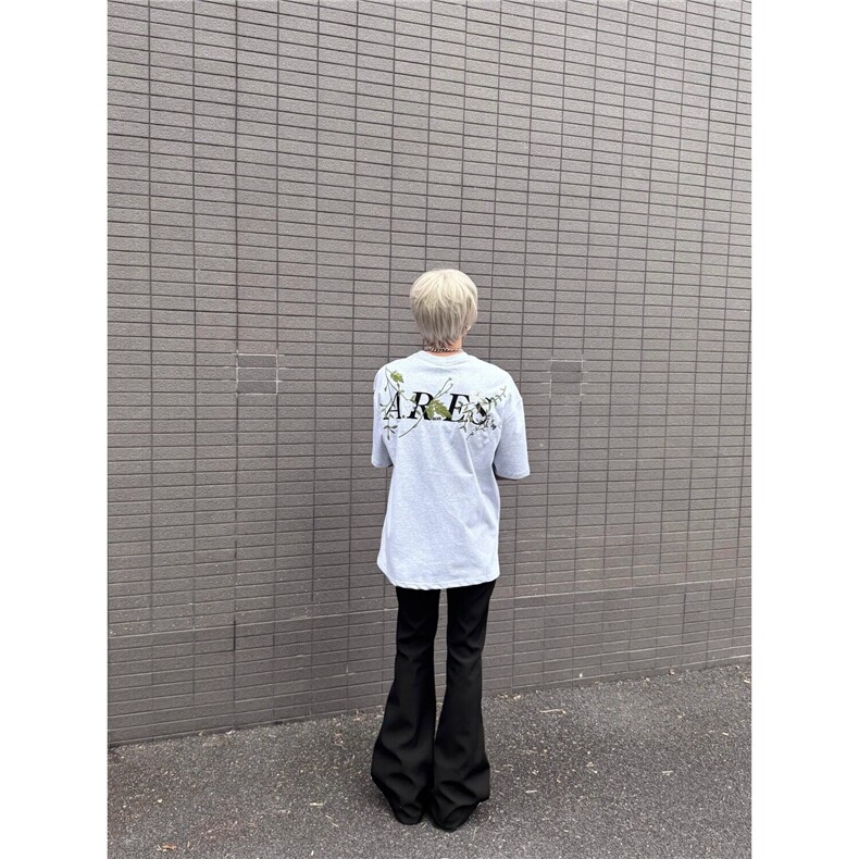 网图复古花卉刺绣短袖T恤男女宽松休闲百搭圆领半袖上衣T25-P40,男装T恤,星座1001-1