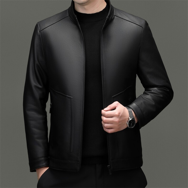 BG-T6618冬季男士海宁真皮绵羊皮夹克立领内胆百搭外套图片