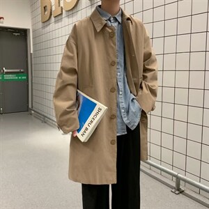 港风休闲男士风衣中长款FZ12P45图片
