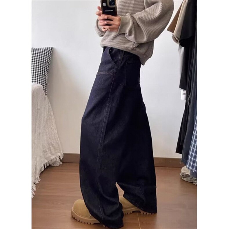 美式宽松阔腿牛仔裤女2025年夏季垂感慵懒休闲拖地直筒裤NK7073,男装牛仔裤,星座1116A（原606A-3）