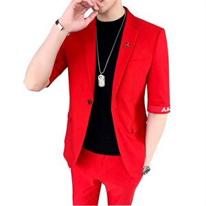 夏季七分袖西装套装男半袖中袖西服九分裤A470-TZ01图片
