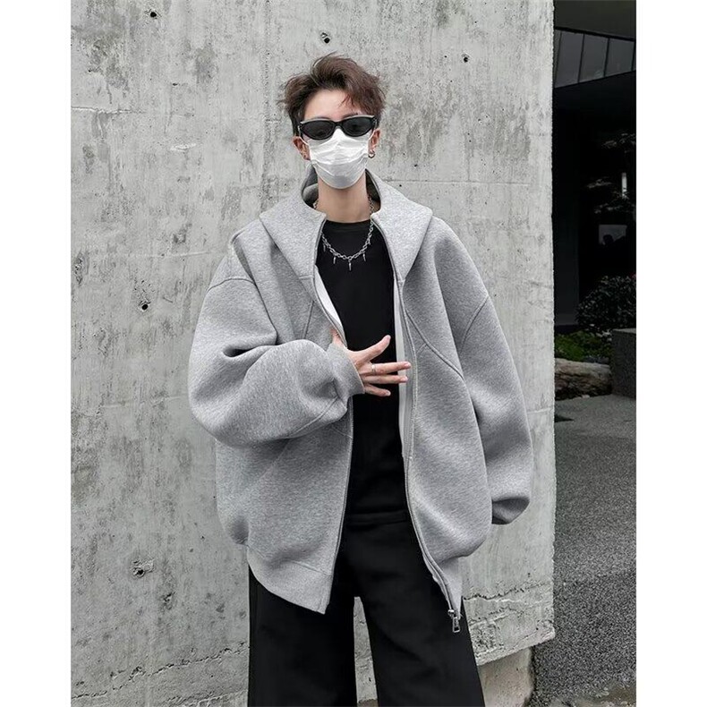 美式解构连帽卫衣男生拼接设计感加绒开衫外套EG131P58,男装卫衣,星座1116-2