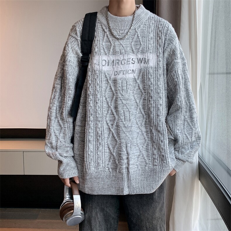 得物品质秋冬男圆领毛衣菱形字母印花针织衫外套M5683P75，男装针织衫/毛衣，星座1013-1