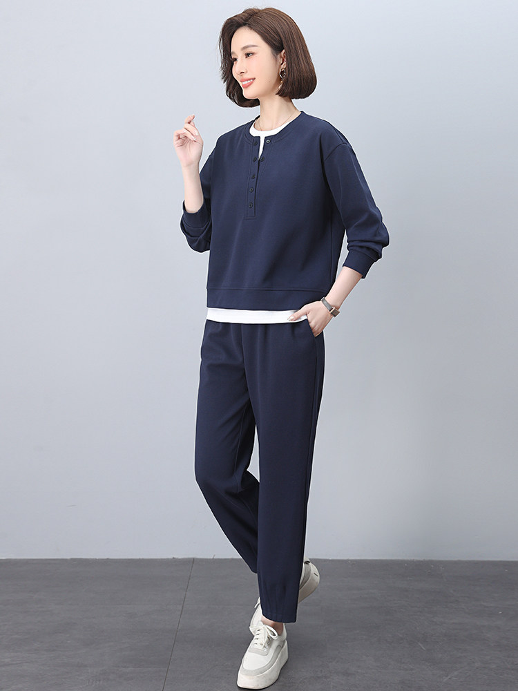休闲运动套装女2025年春装新款减龄妈妈装卫衣两件套,女装套装/套裙,忆绮罗