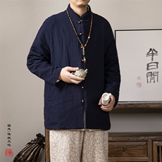 2025秋冬新款风男装棉麻立领新中式唐装外套M52P120，男装民族服装，钱塘802