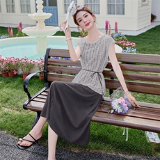 无袖罩衫上衣吊带连衣裙两件套女2025夏季穿搭时尚气质减龄套装裙，女装套装/套裙，浪花E族（衣布洛）