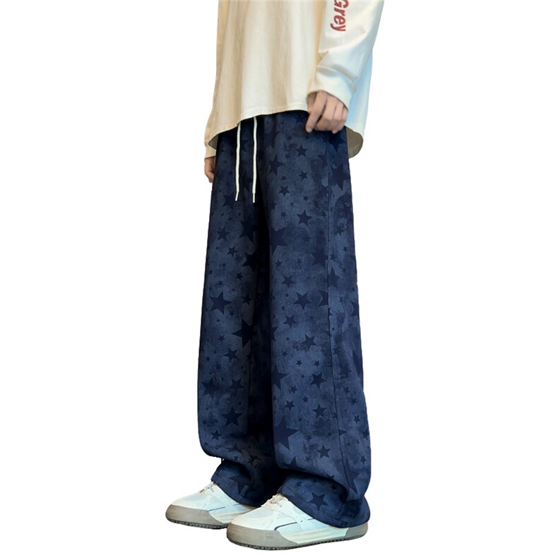 65华棉五角星印花加绒加厚休闲长裤M-3XL特P50,男装卫衣,电商B325