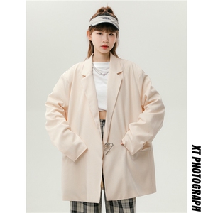 1中性风金属装饰西服女外套女港风平铺西服男外套XF7811P85控105图片