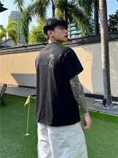 【斌子专属】索罗娜凉感t恤男款夏季弹力速干短袖老钱风美式半袖，男装T恤，星座809A(原222-1)