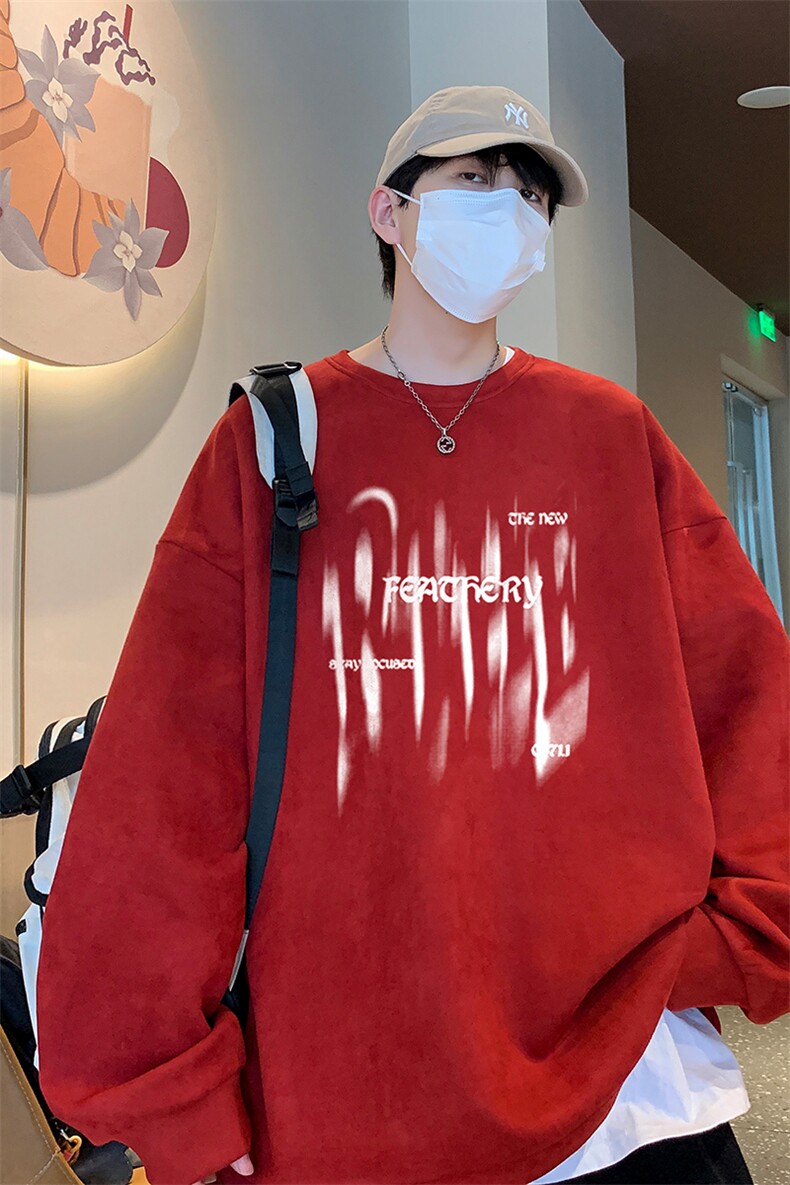 25新款港风供抖音直播得物高品质麂皮绒宽松男卫衣W3512P38,男装卫衣,电商C408-1(原B339-1)