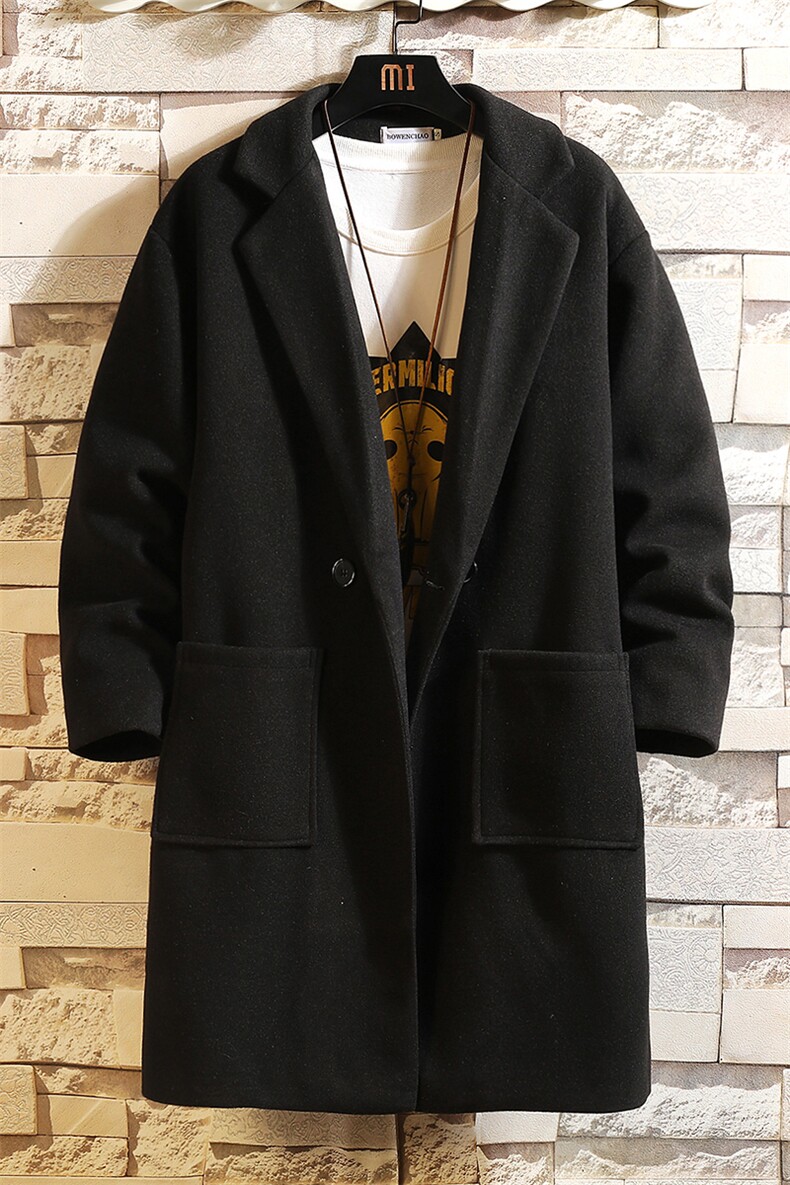 A117-P110加绒-P120加厚加绒毛呢大衣男士大码中长款呢子风衣,男装毛呢大衣,电商A040A