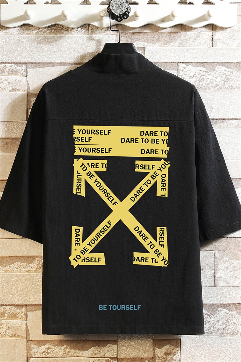 HF59127-P40风汉服男开衫外套七分袖道袍砖墙挂拍,男装民族服装,电商A040A
