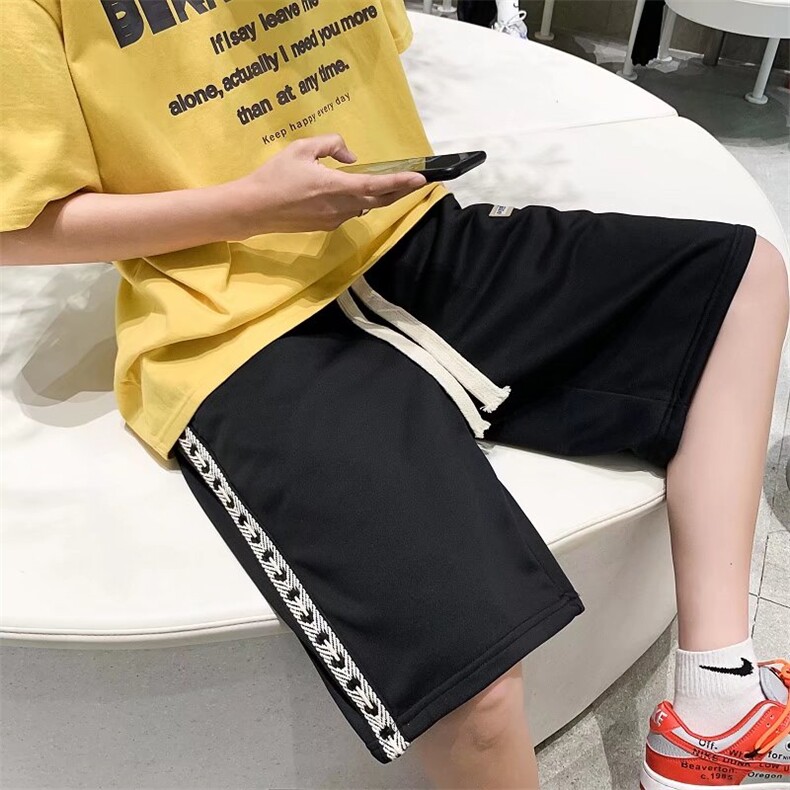 夏季2023新款侧边编织短裤男休闲宽松五分中裤D5246P20,男装休闲裤,星座1116-2