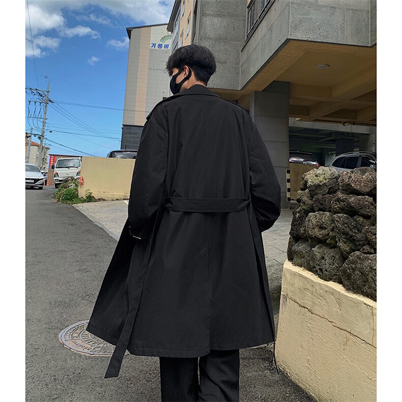 秋季中长款风衣 Q5579-TP85138 韩系过膝宽松港风长款外套男图片