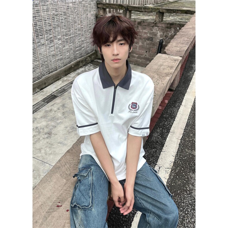 网图有货66号公路半拉链撞色哥特元素短袖翻领Polo衫A625-P38,男装Polo衫,星座1505