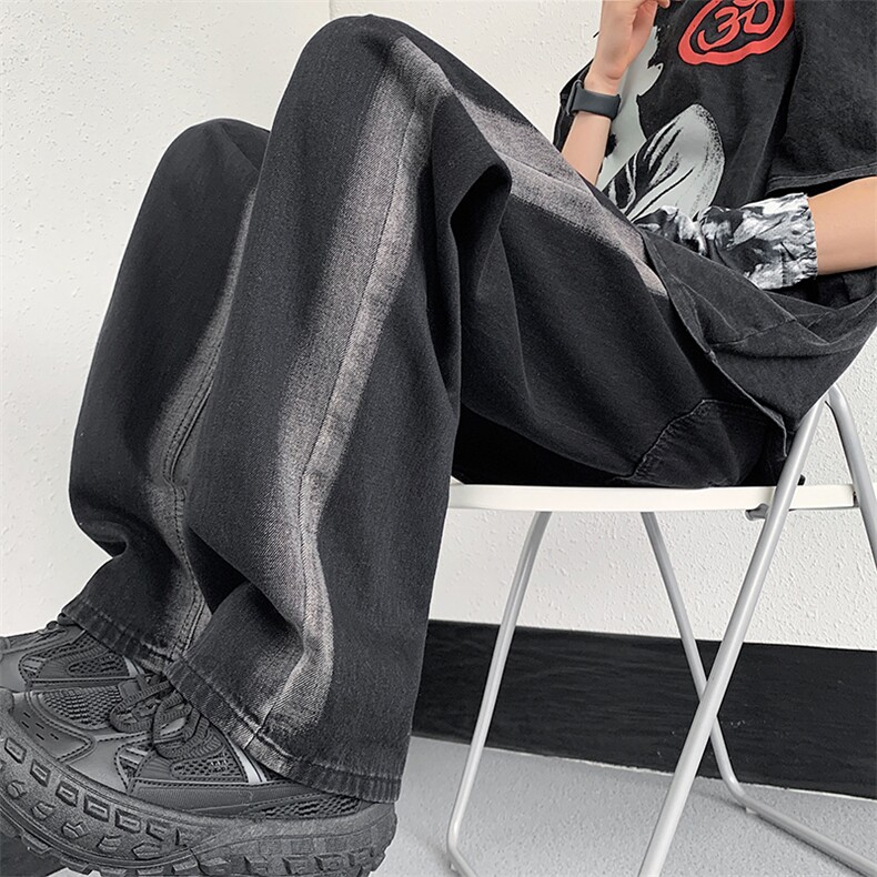 2023牛仔裤宽松裤子潮牌夏季薄款阔腿长裤313A-1-NZ040-P55控68,男装牛仔裤,星座808A-1