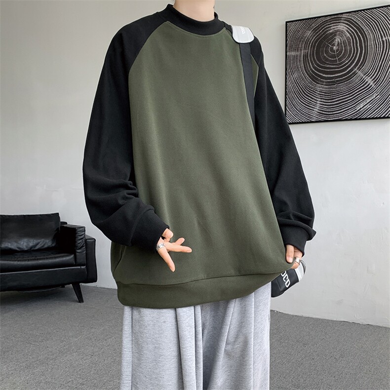 8XL-M280g重磅插肩半高领长袖t恤男打底德绒卫衣DR001特P27加绒37,男装T恤,电商B312