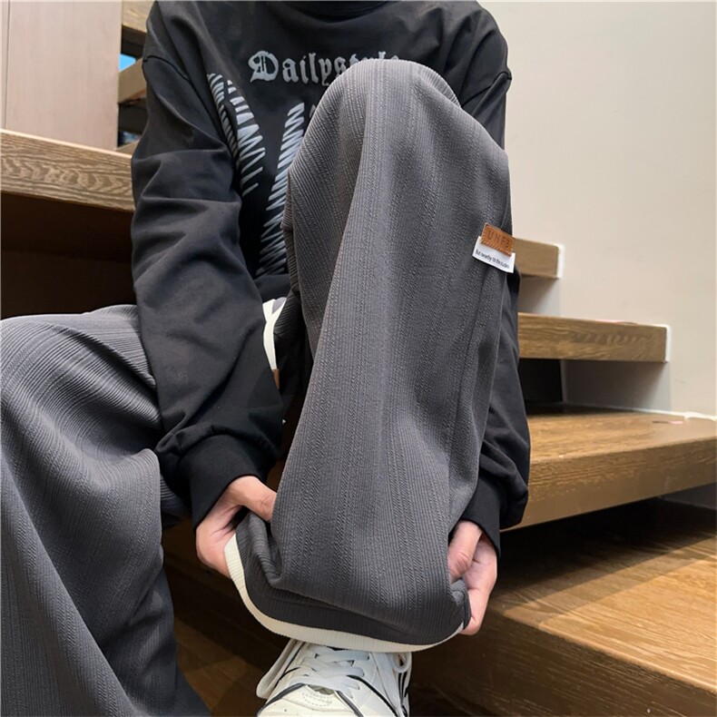 K2485批45控68假两件裤子男秋季新款肌理感长裤百搭休闲裤男裤子,男装休闲裤,电商D229A