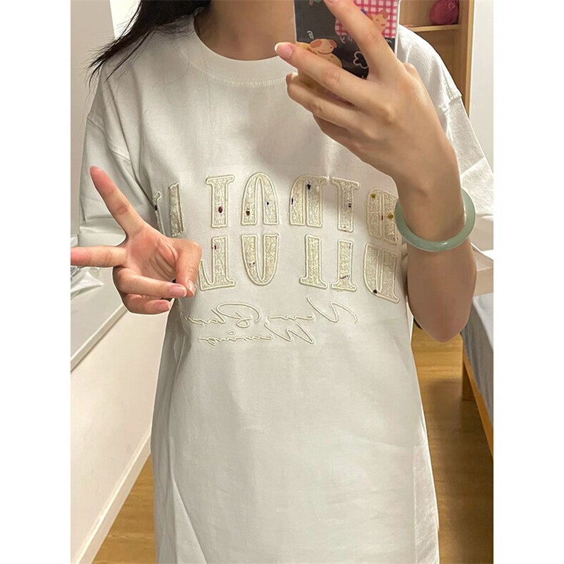 万针全刺绣工艺抖音得物高品质260克重磅纯棉双纱美式高街短袖T恤,男装T恤,电商A486