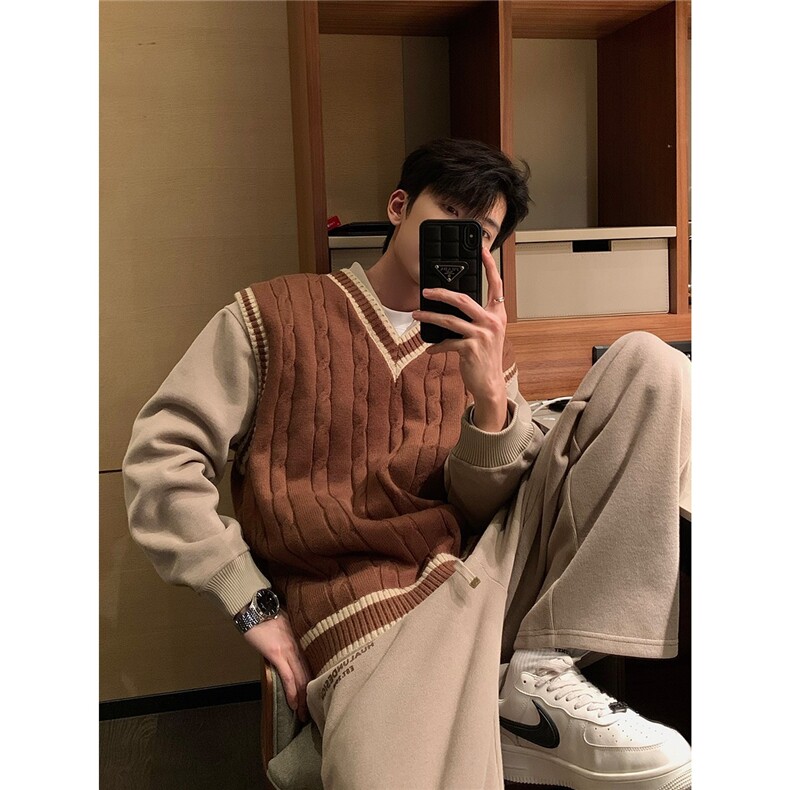 百搭毛衣坎肩针织无袖背心叠穿新款马甲男英伦学院风潮SWB099,男装背心/马甲,星座516A